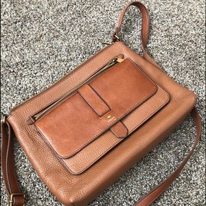 Fossil brown leather crossbody.